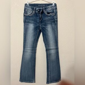 Grace in LA  Embroidered Western Style Bootcut Jeans Sz 16. Inseam 28